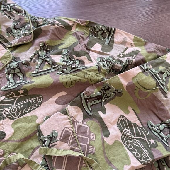 NICK & NORA TOY ARMY CAMO Woven Cotton PJ PAJAMA SET TOP PANTS RARE LARGE - Picture 4 of 10